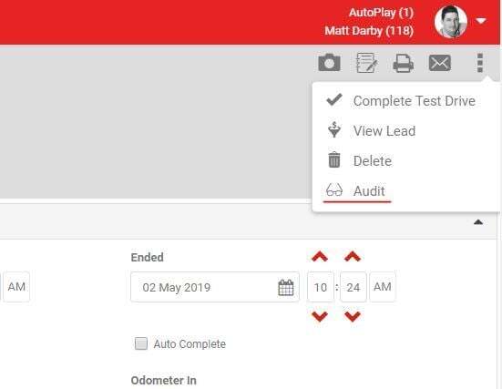 Action Menu icon used to open the Audit option on a record