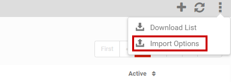 Import Listing Options button