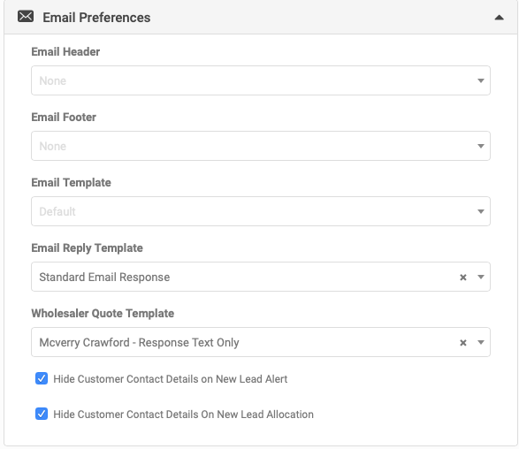 My Company screen showing the checkboxes to hide customer contact details on alerts