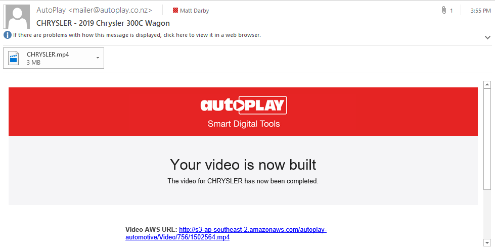 Video build complete notification