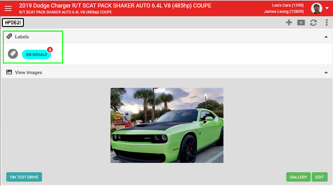 Labels section on the listing details screen