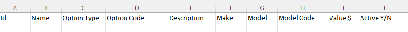 Download Header button for the Options CSV template