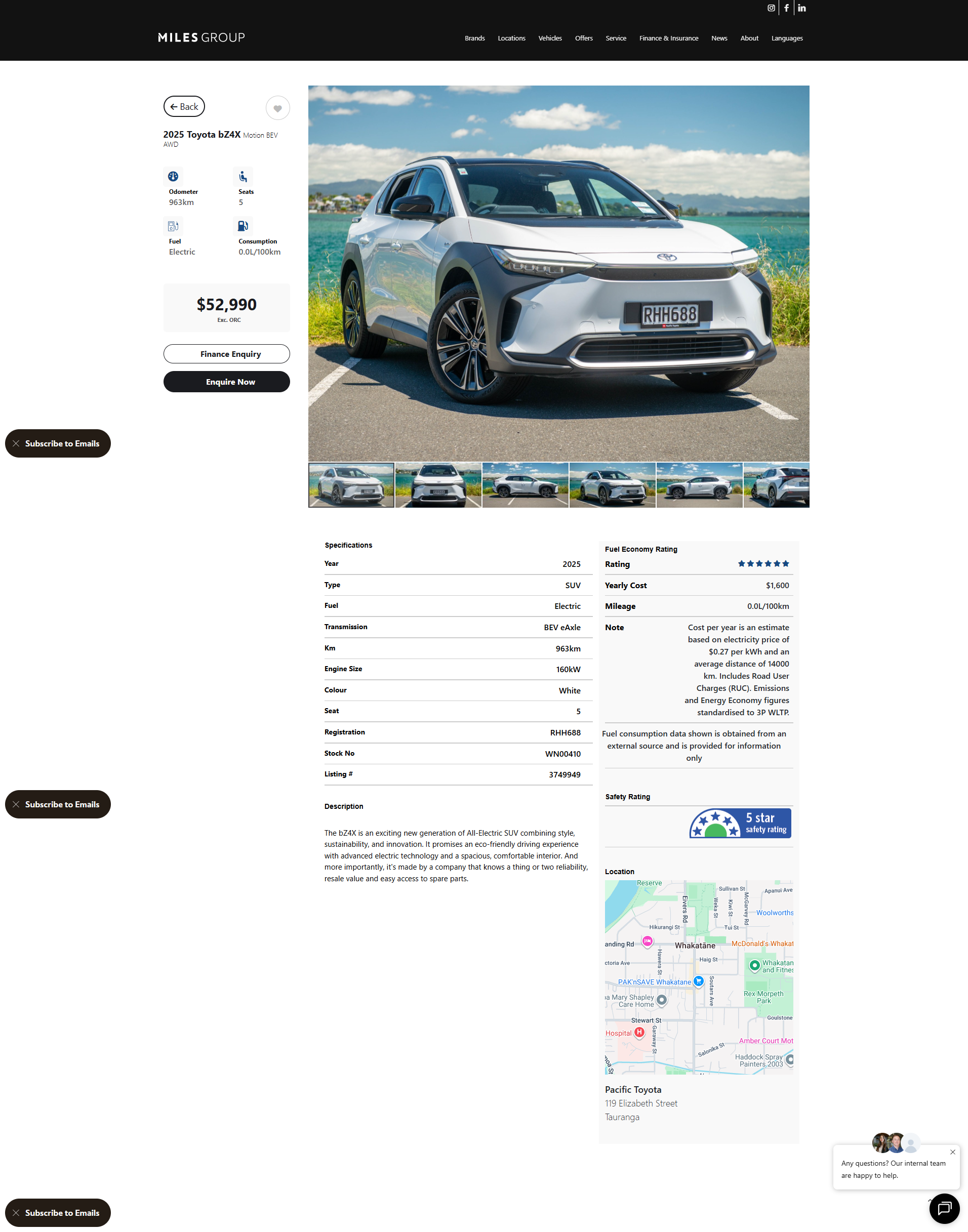 Miles Group vehicle detail page example