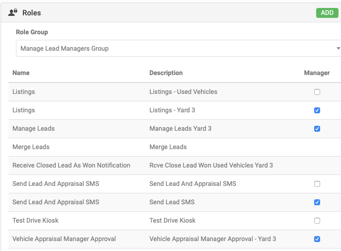 Roles section on the My Users screen after saving a new user