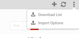 Download List button on the Options screen