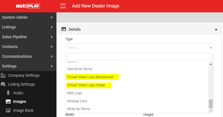 Virtual Video Logo Image and Background settings