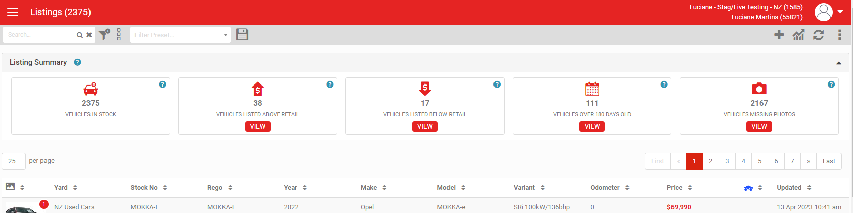 Listing Summary section with AutoGrab data
