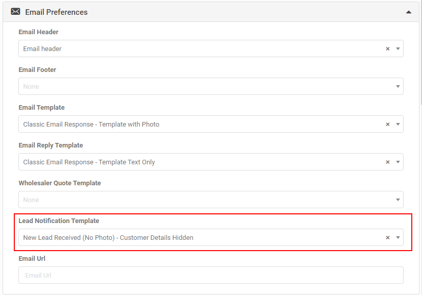 Custom lead notification template example with dealership branding