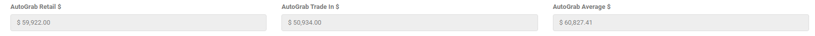 Populated AutoGrab pricing fields on a listing