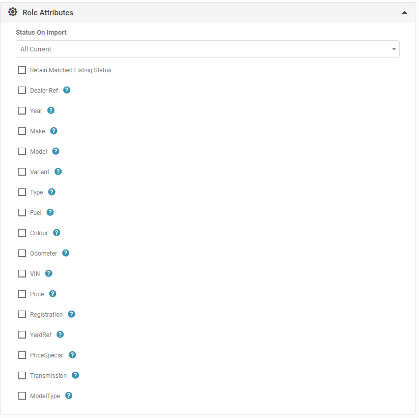 Field selection option on the Direct Listings Upload role