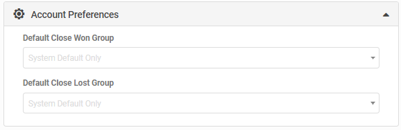 Account Preferences section of the yard record with User Sort Order field
